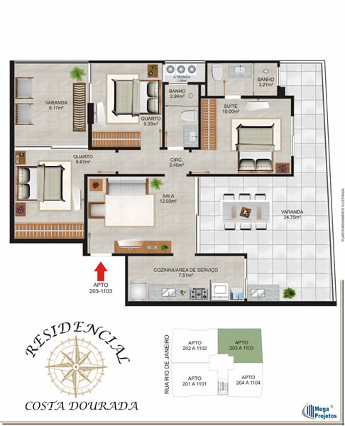 3 quartos com suíte - 102,18 M²