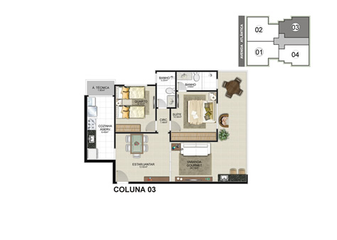 3 quartos com duas suítes - 141,56 M²