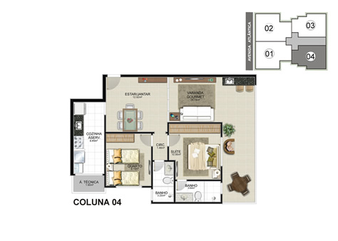 3 quartos com suíte - 107,60 M²